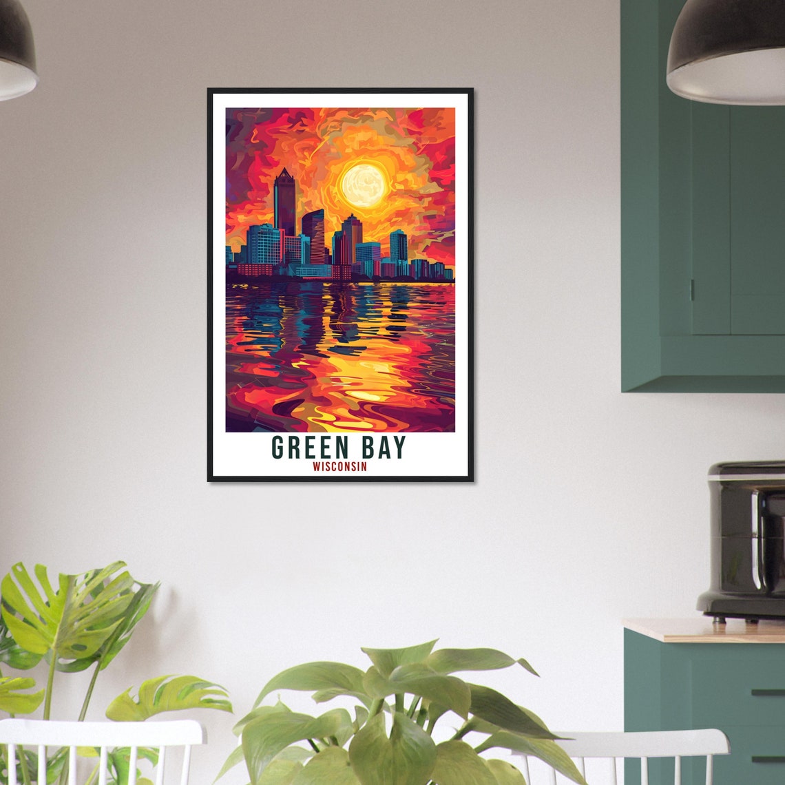 Green Bay Travel Print Wisconsin Home Decoration Usa City Wall Art Gift Wall Hanging Art Lover Wisconsin Artwork Green Bay Travel Poster - Image 2