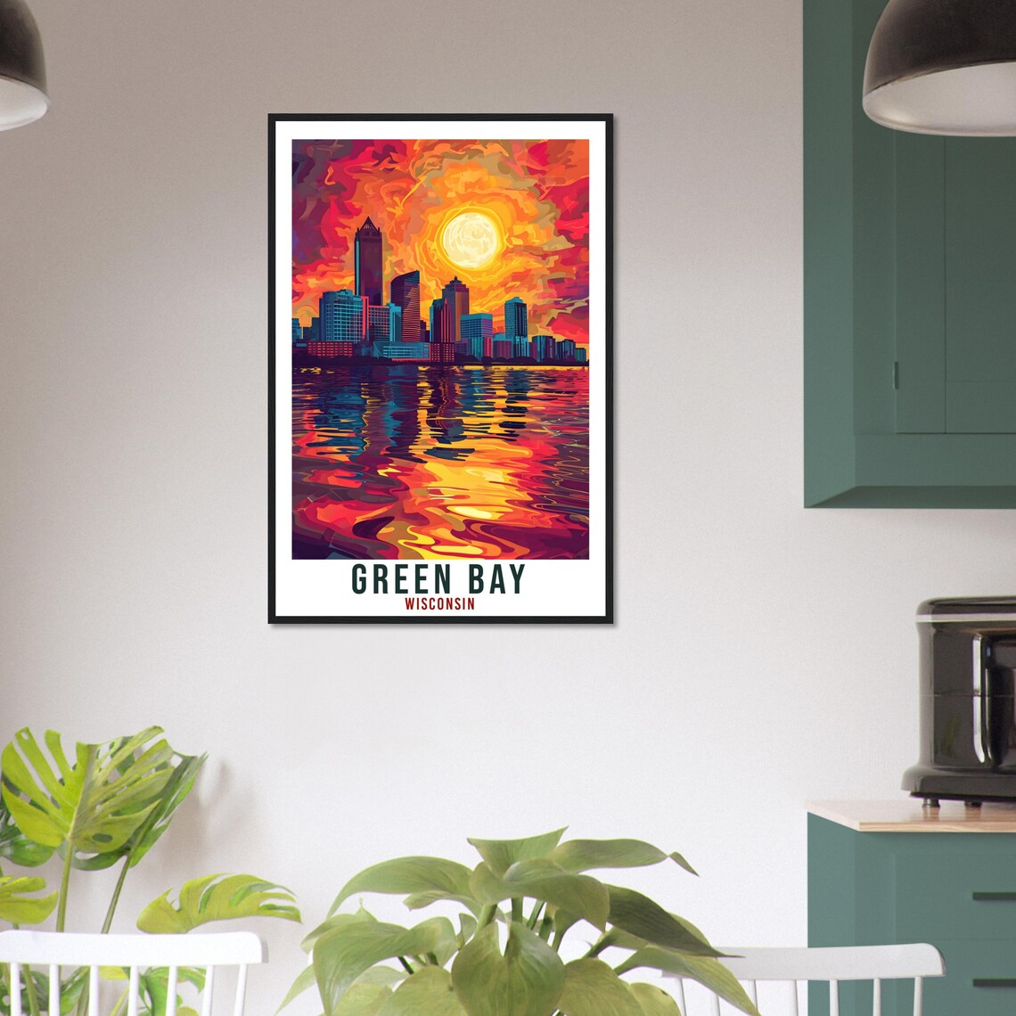 Green Bay Wisconsin Sunset Skyline Waterfront Reflection Poster - Image 2