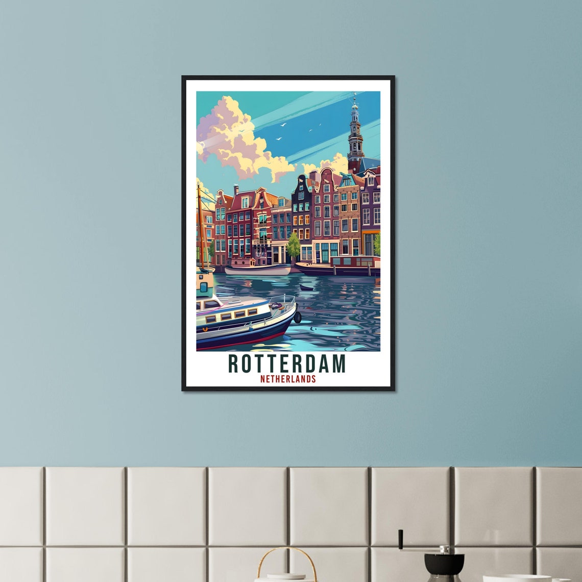 Rotterdam Netherlands Historic Waterfront Boats Vintage Travel Poster - Image 2