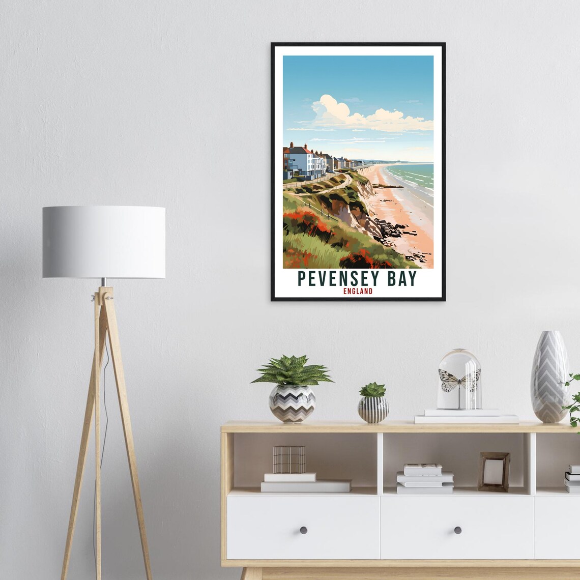 Pevensey Bay England Coastal Cliffs Beach Vintage Travel Poster - Image 3