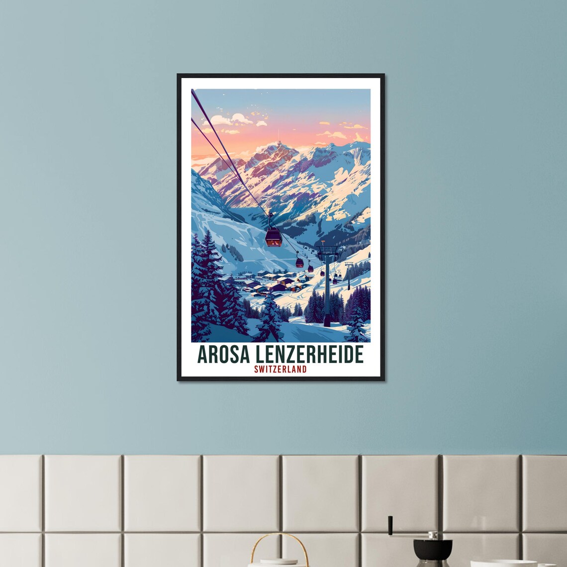 Arosa Lenzerheide Swiss Travel Poster, Ski Gift - Image 2