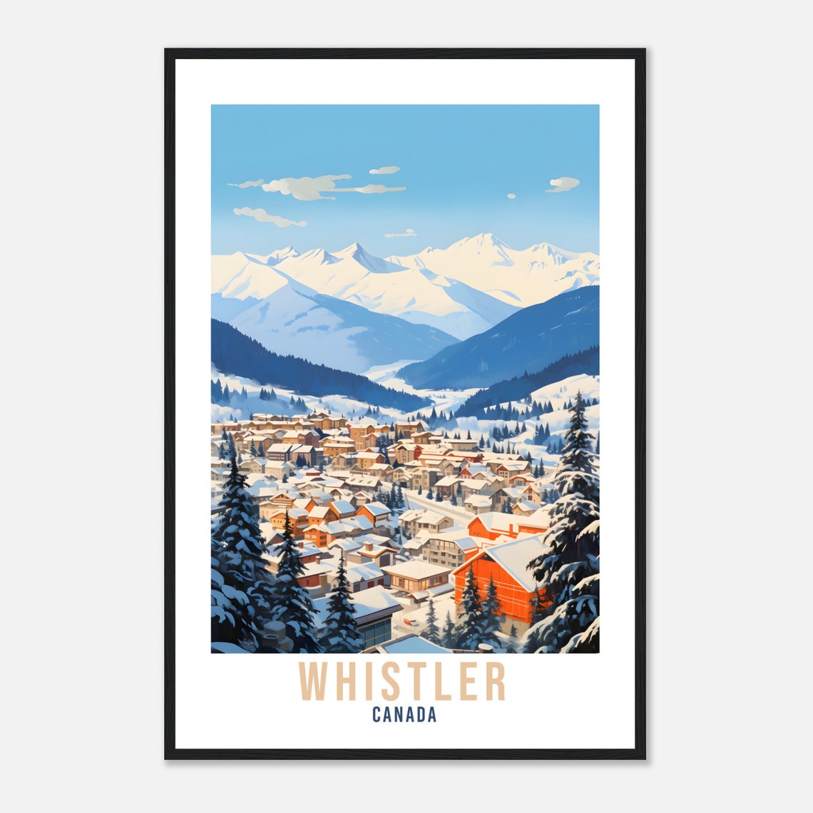 Whistler Canada Snowy Ski Resort Mountains Retro Travel Poster - Image 4