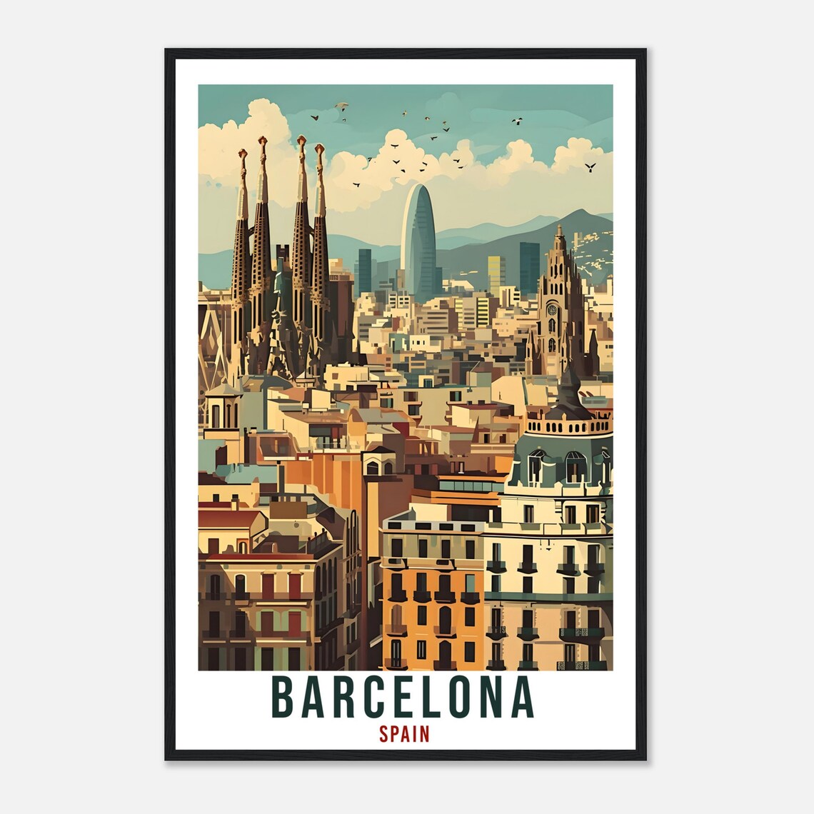 Barcelona Travel Print Wall Art Barcelona Spain Wall Hanging Artwork Barcelona Art Gifts Barcelona Travel Poster Spain Art Lovers Gift - Image 4