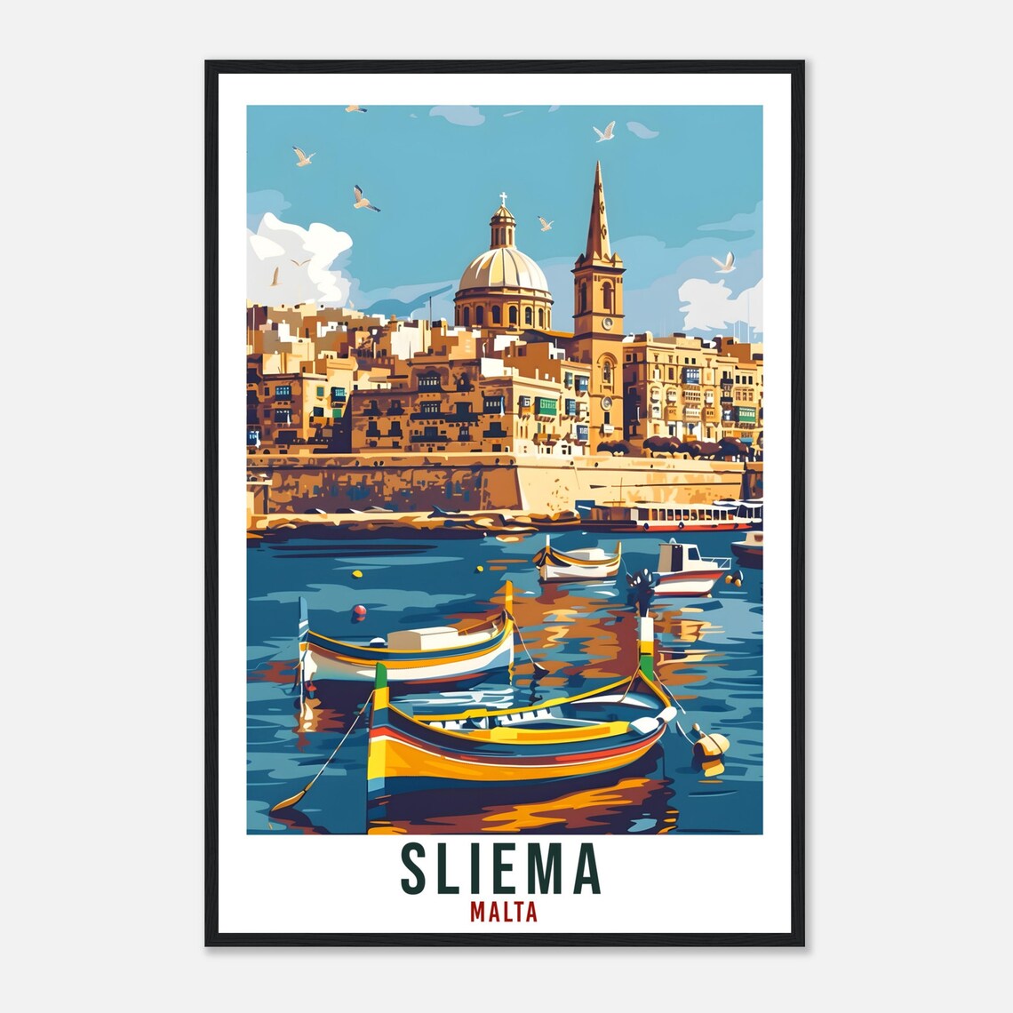 Sliema Malta Travel Poster, Europe Wall Art - Image 4