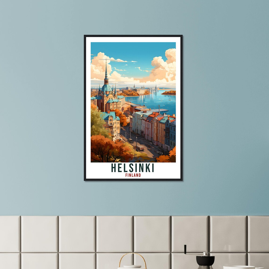 Helsinki Finland Autumn City Vintage Travel Illustration Poster - Image 3
