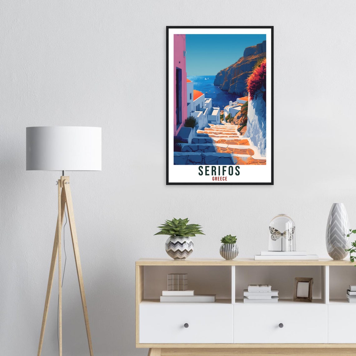 Serifos Greece Whitewashed Steps Down to the Aegean Sea Poster - Image 2