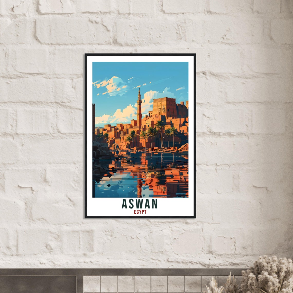 Aswan Egypt Riverside Old Town Travel Scene Illustration Poster - Image 4