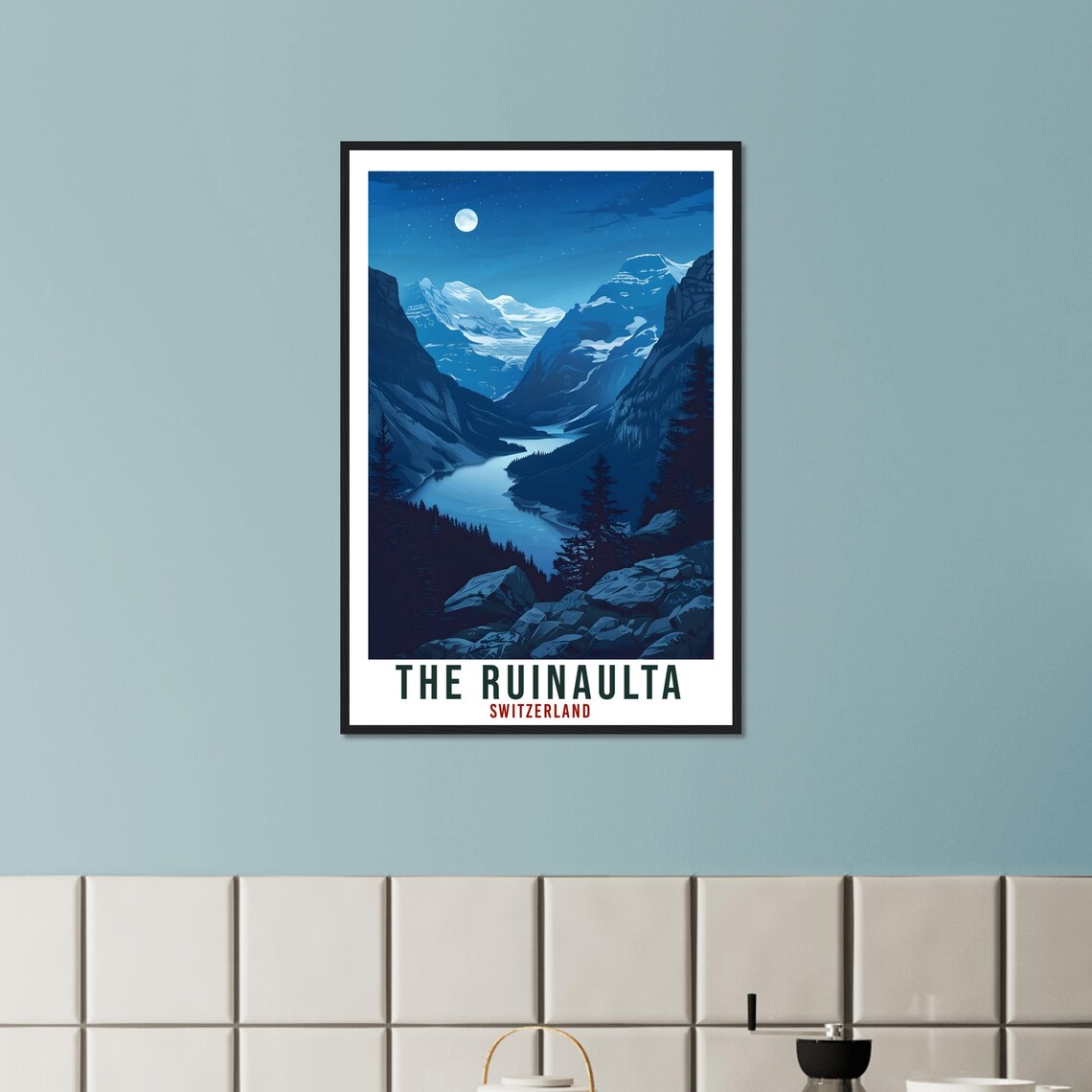 The Ruinaulta Switzerland Night Moonlit Gorge Canyon Travel Poster - Image 3