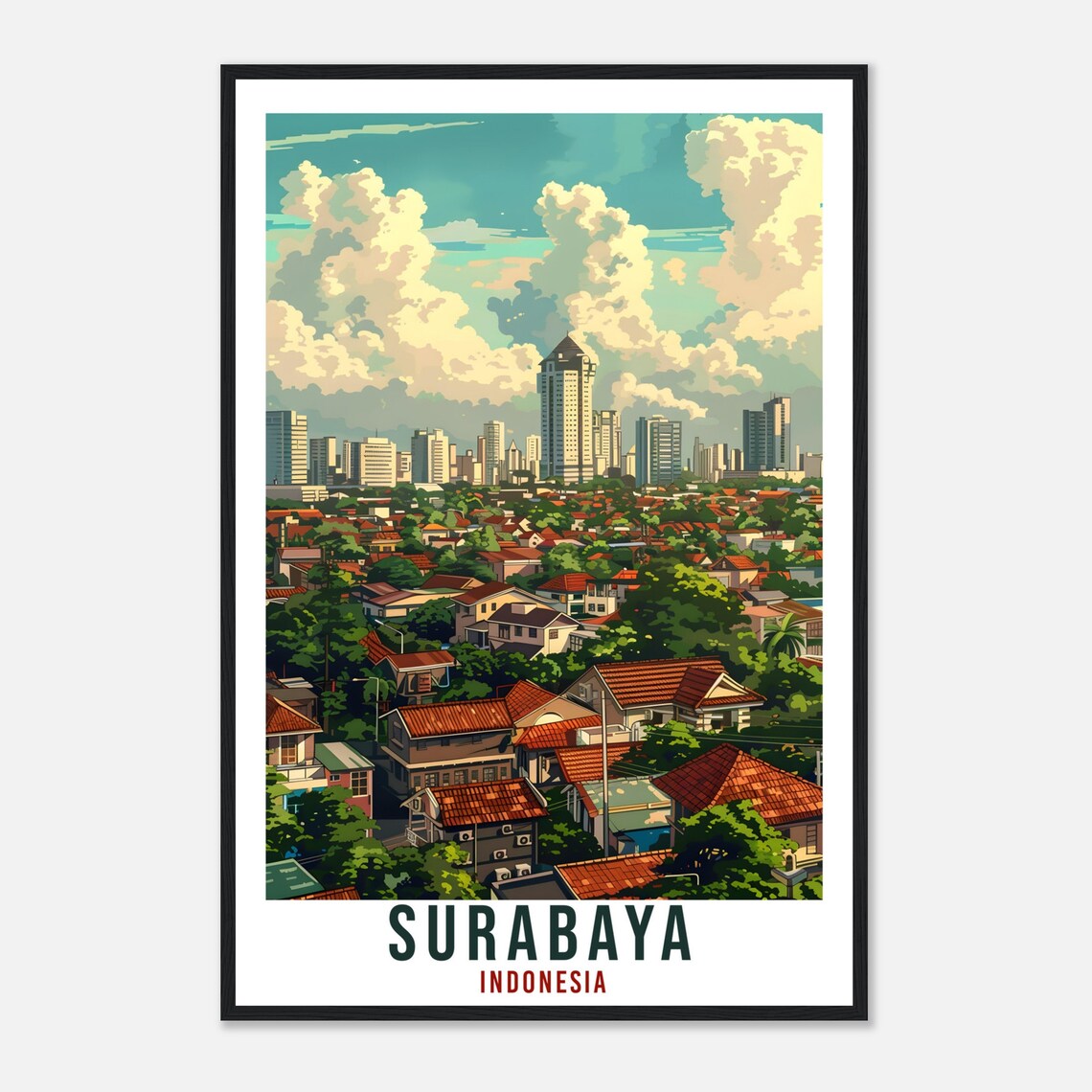 Surabaya Travel Print Wall Art Wall Hanging Home Dcor Surabaya Gift Landmark Artwork Travel Art Lovers Indonesia Surabaya Travel Poster - Image 4