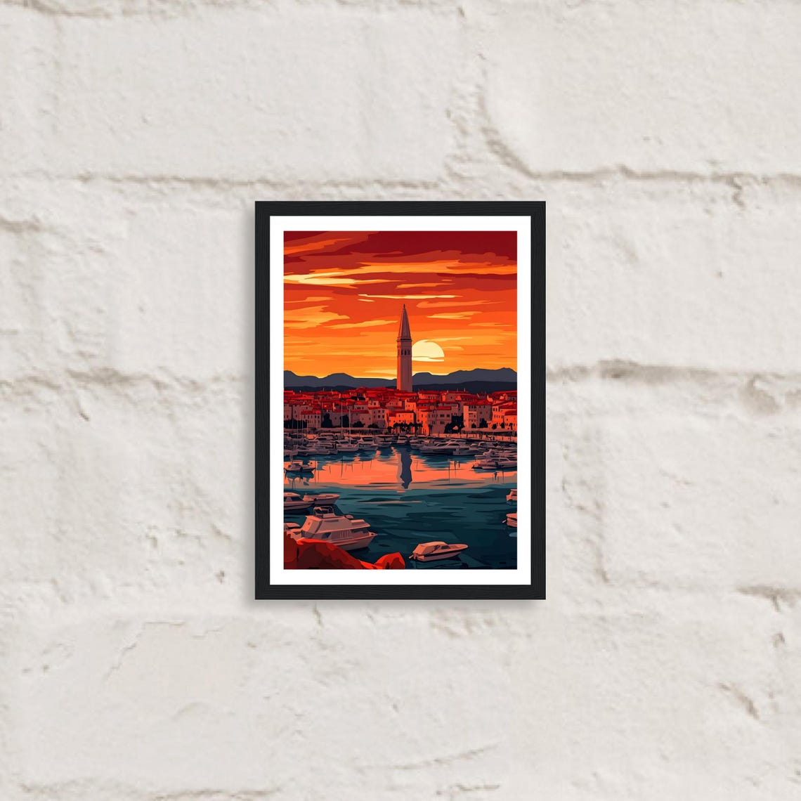Rovinj Croatia Adriatic Sunset Harbor Bell Tower Boats Poster - Image 3