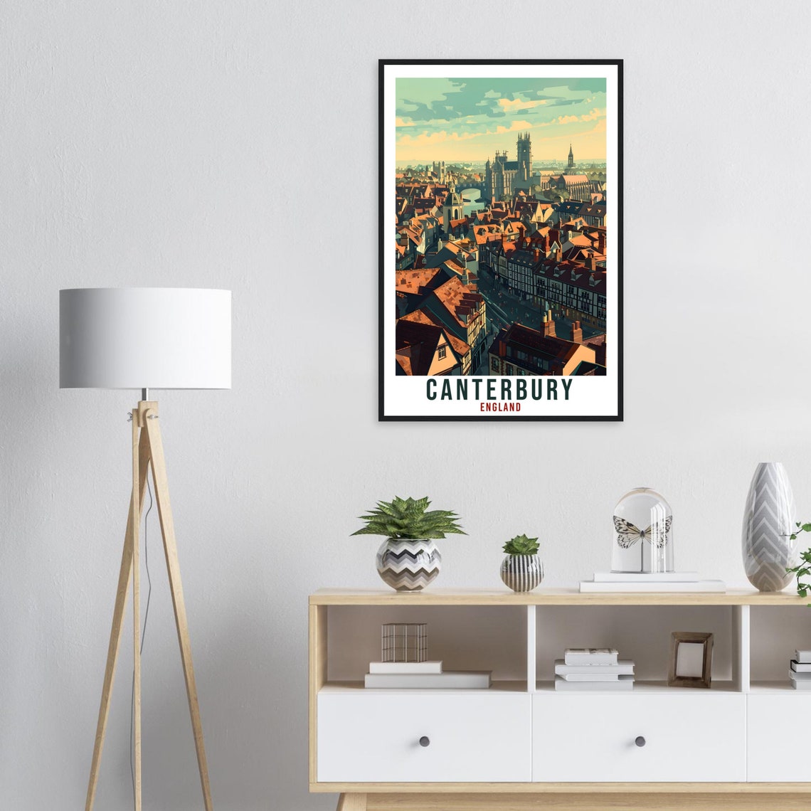 Canterbury England Cathedral Historic Rooftops Skyline Travel Poster - Image 2