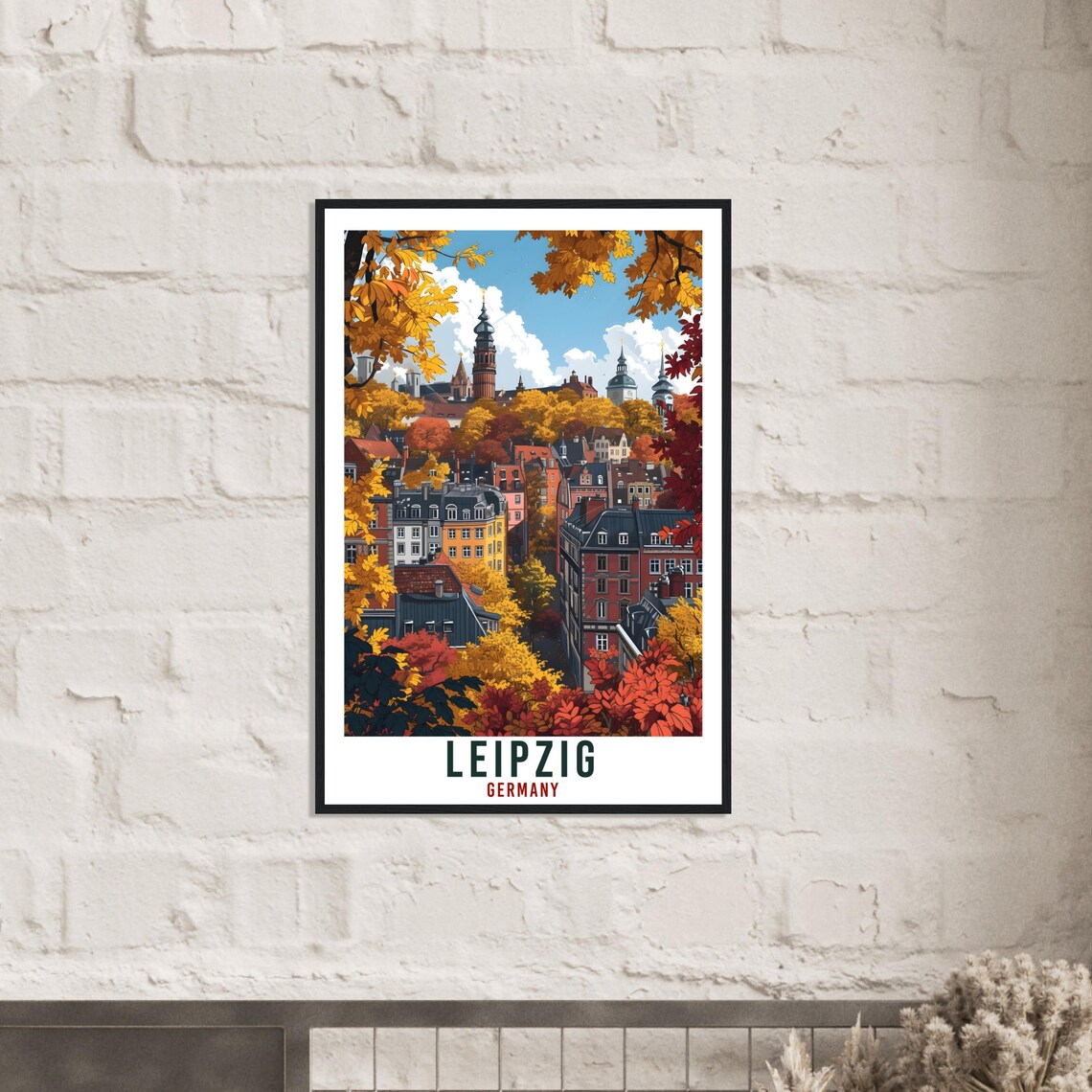 Leipzig Germany Autumn Old Town Skyline Vintage Travel Poster - Image 2