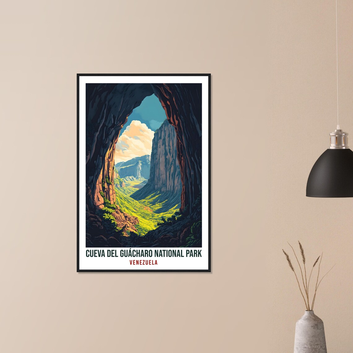 Cueva del Guácharo National Park Travel Poster Venezuela Cave View - Image 3