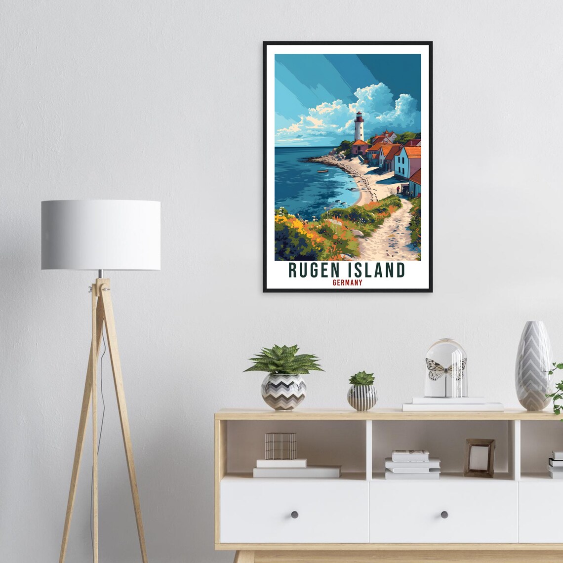 Rugen Island Germany Lighthouse Coastal Village Vintage Travel Poster - Image 2