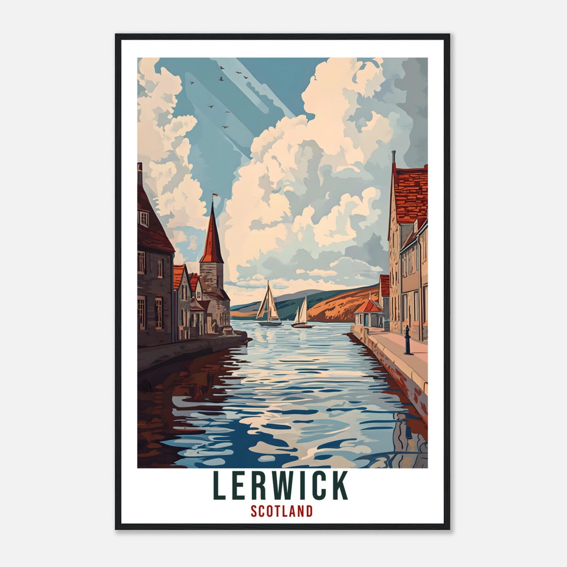 Lerwick Travel Print Scotland Home Decor Lerwick Wall Art Wall Hanging Art Lover Scotland Artwork Travel Poster Lerwick Travel Art Gift - Image 4