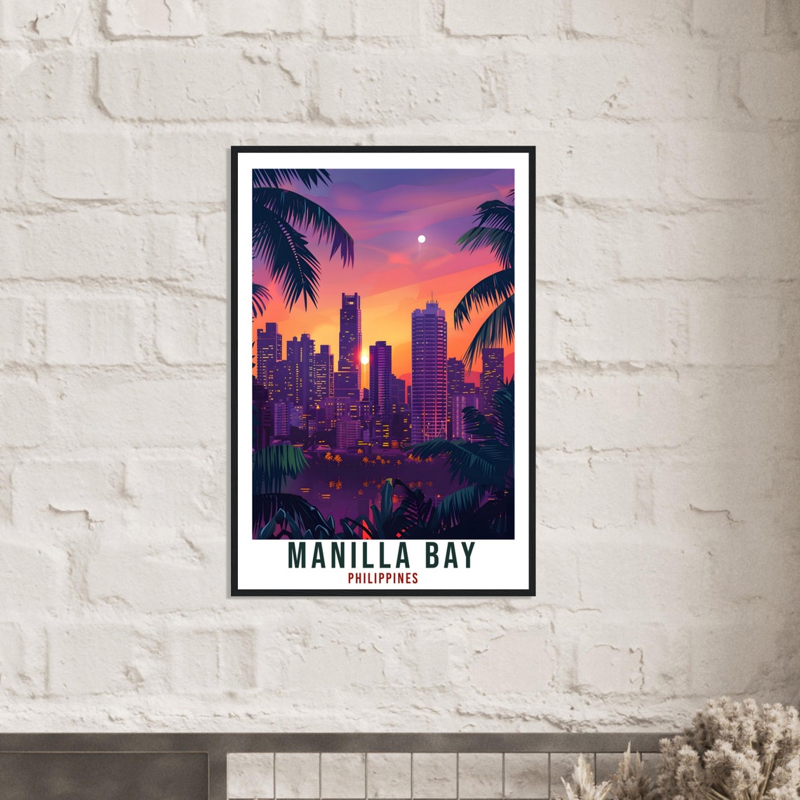 Manilla Bay Philippines Purple Violet Sunset Skyline Travel Poster - Image 2