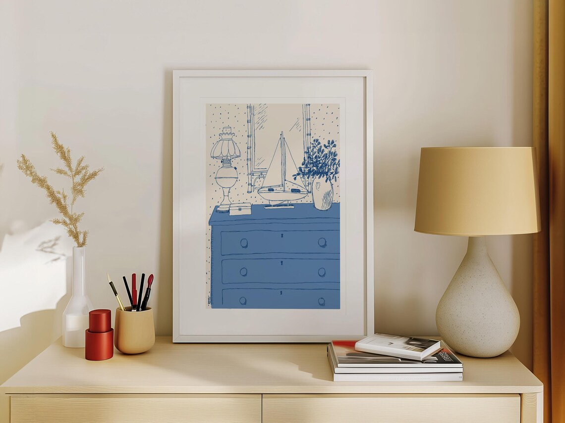 Coastal Interior Sketch Line Art Abstract Art Print - Image 3