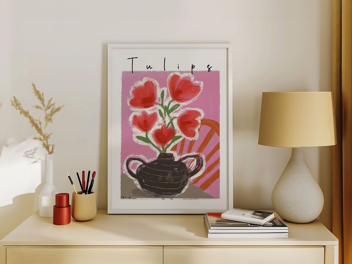 Tulips Botanical Art Print by Pascale Berkowitz