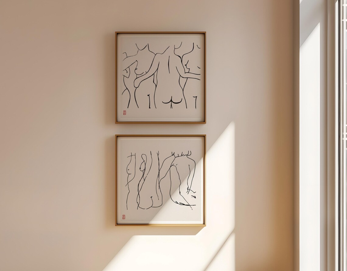 Figure No 17 Minimalist Line Drawing Female Nudes Art Poster - Image 2