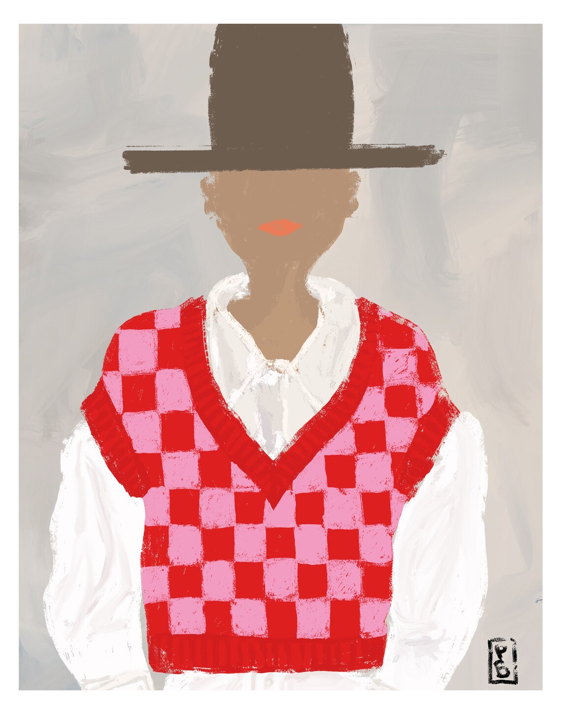 Big Hat No. 03 Art Print, Portrait Abstract Figure - Image 3