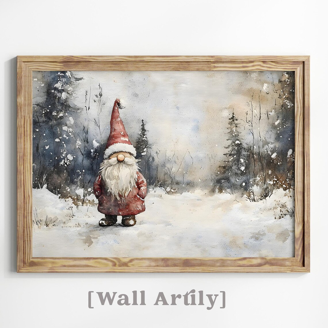 Christmas Gnome Winter Scene Art Print - Image 7