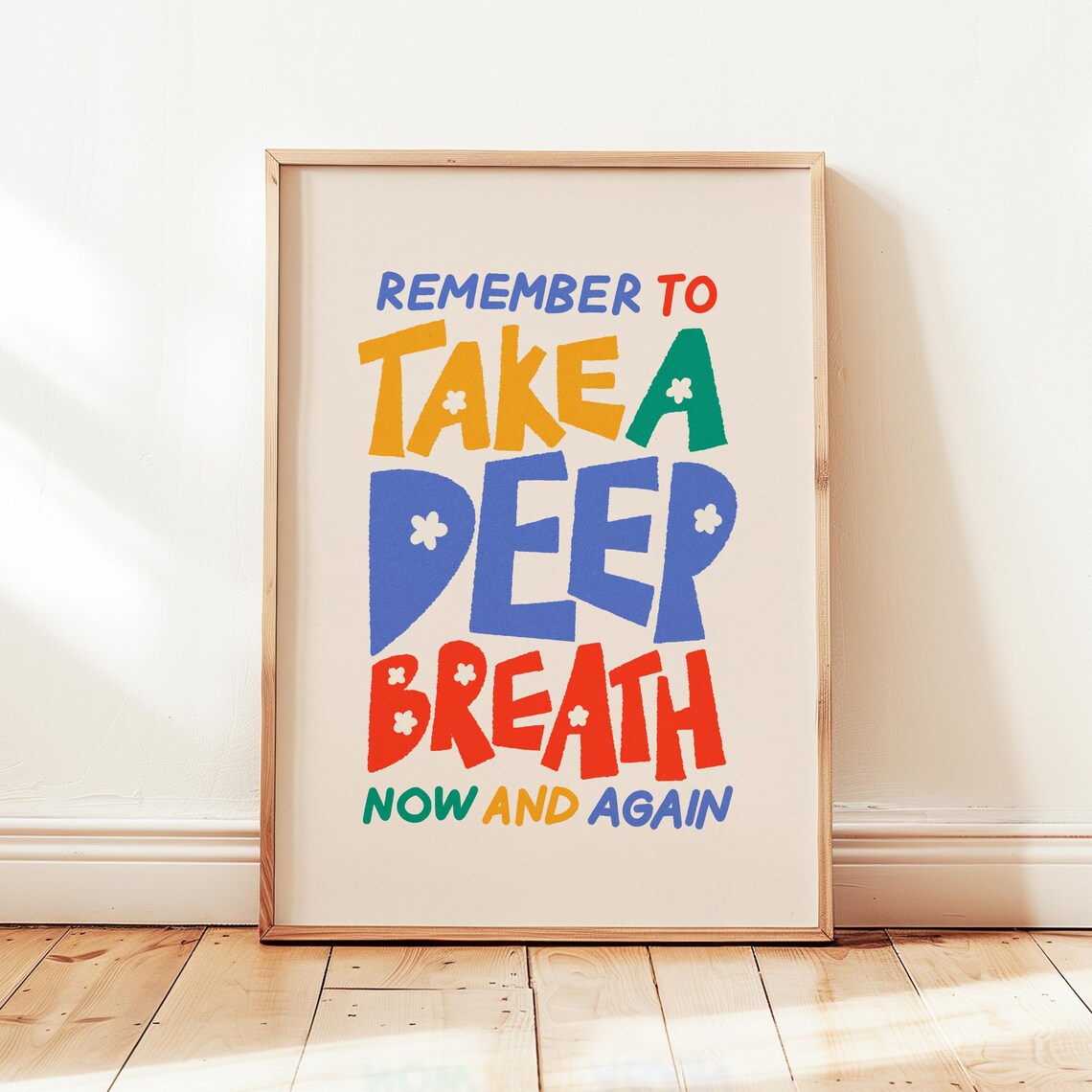 Take A Deep Breath Colorful Hand Lettered Motivational Quote Poster
