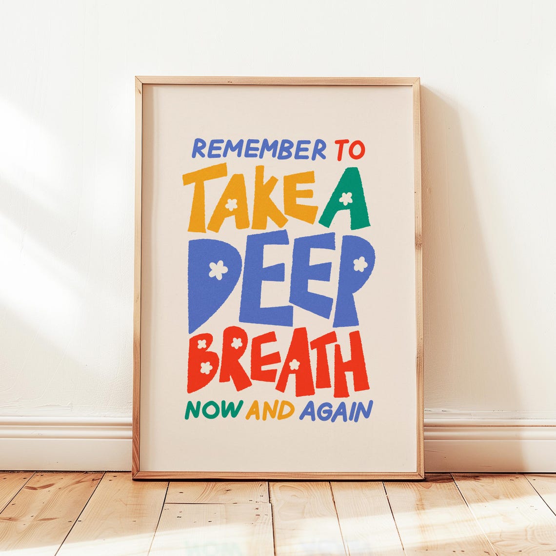 Take A Deep Breath Print Positive Affirmations Poster Kids Motivational Decor Cute Office Wall Art