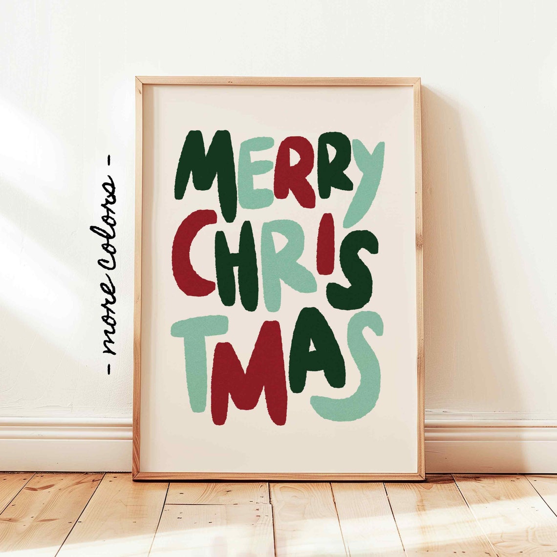 Merry Christmas Stacked Multicolor Hand Painted Holiday Poster