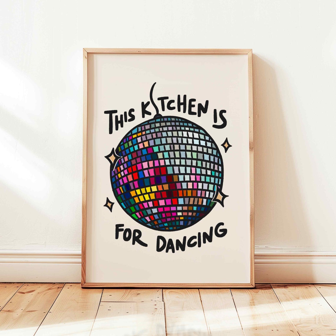 Disco Ball Kitchen Quote Poster This Kitchen Is For Dancing Retro Art