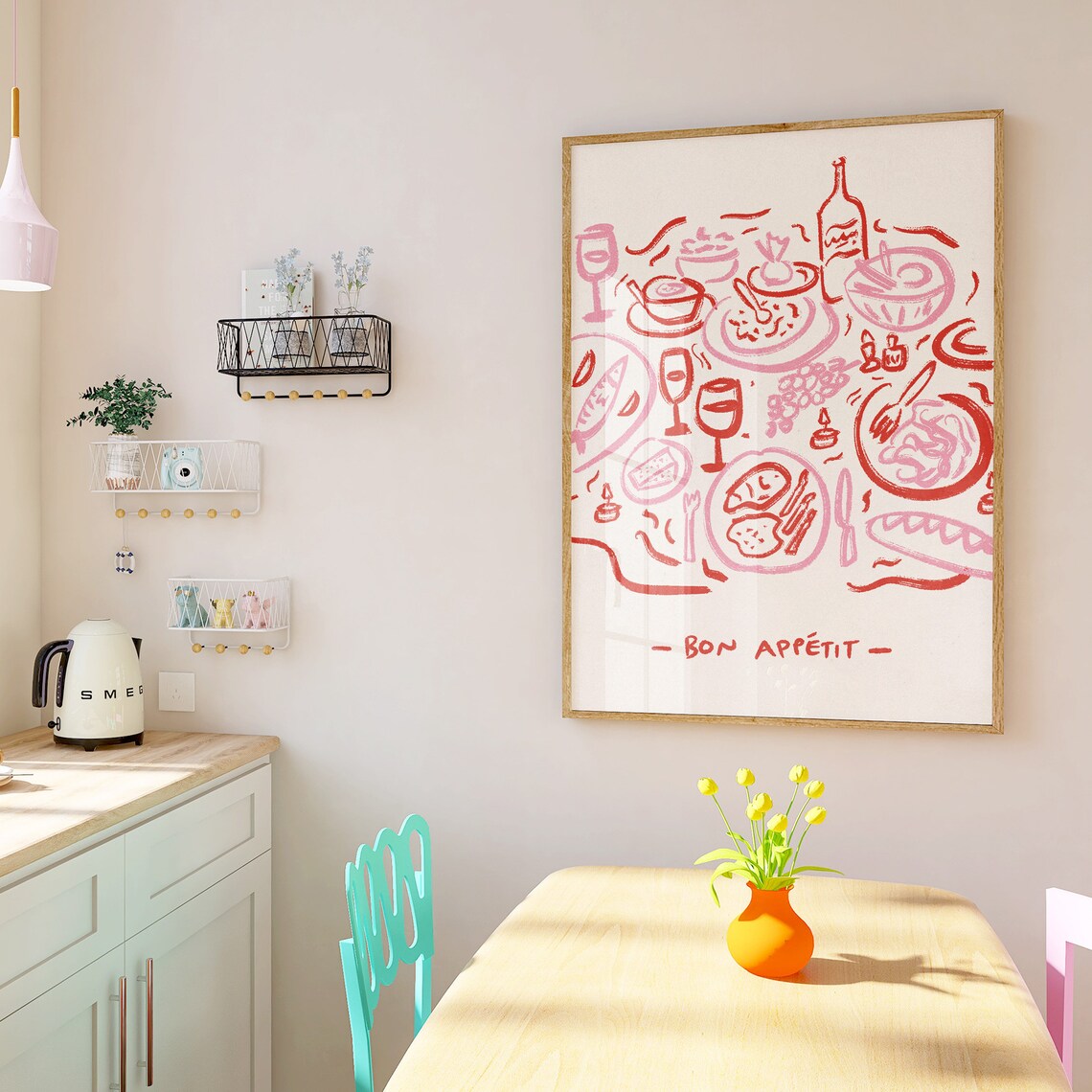 Bon Appetit French Kitchen Sketch Art Print - Image 2