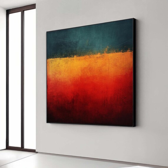 Bold Abstract Color Block Canvas Mark Rothko Style Wall Art Modern Expressionism Vibrant Gift Home Decor