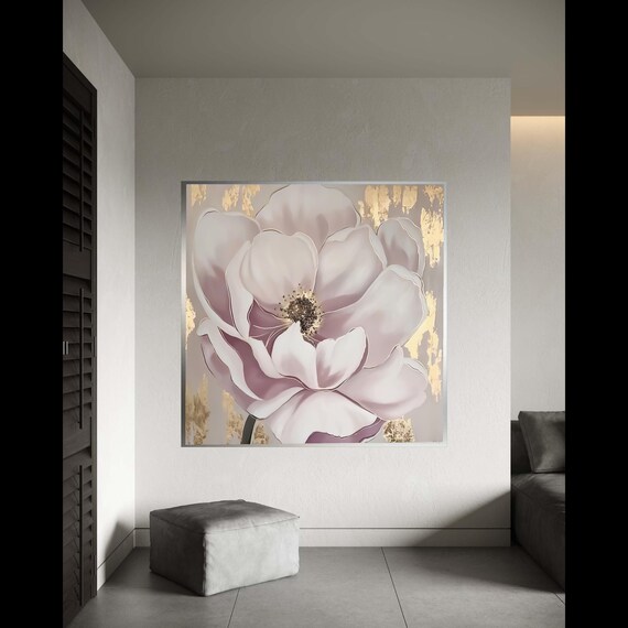Elegant White Peony Canvas Wall Art Soft Floral Closeup Modern Botanical Painting Home Decor Accent Ready To Hang Gift