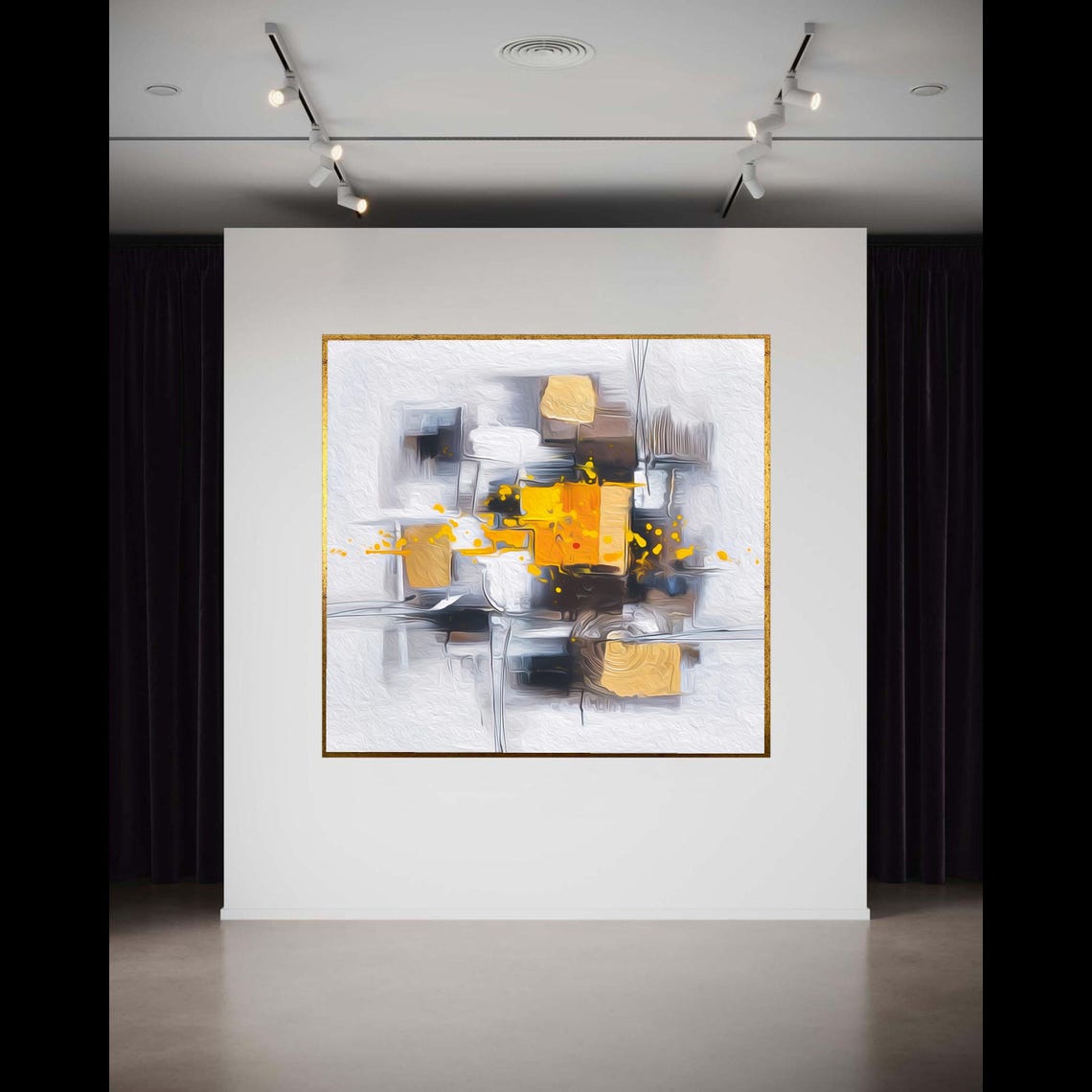 Gray And Yellow Geometric Abstract Modern Painting Gallery Poster