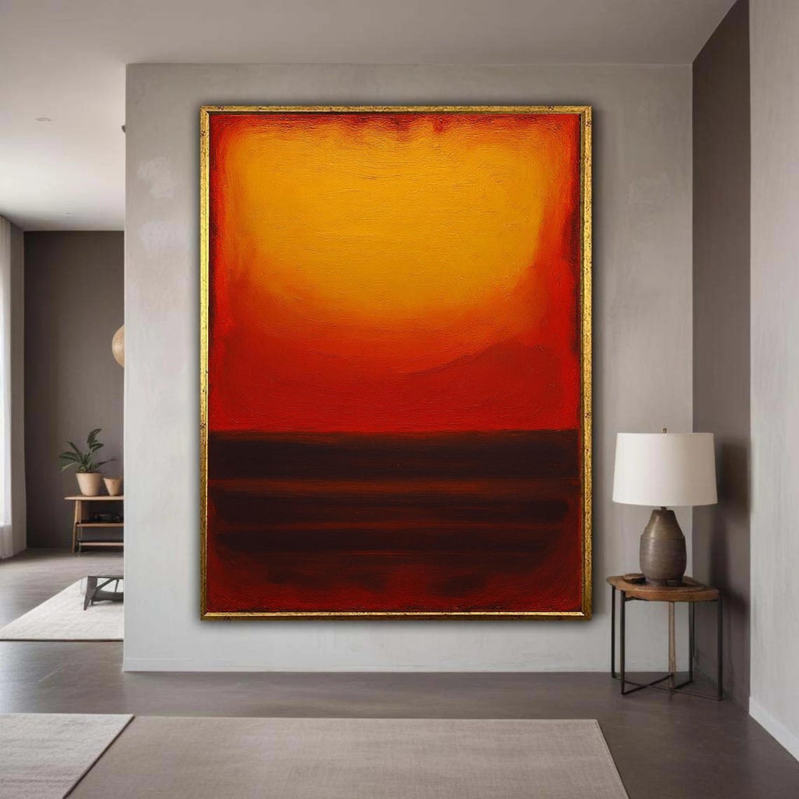 Warm Abstract Sunset Orange Red Color Block Rothko Inspired Poster