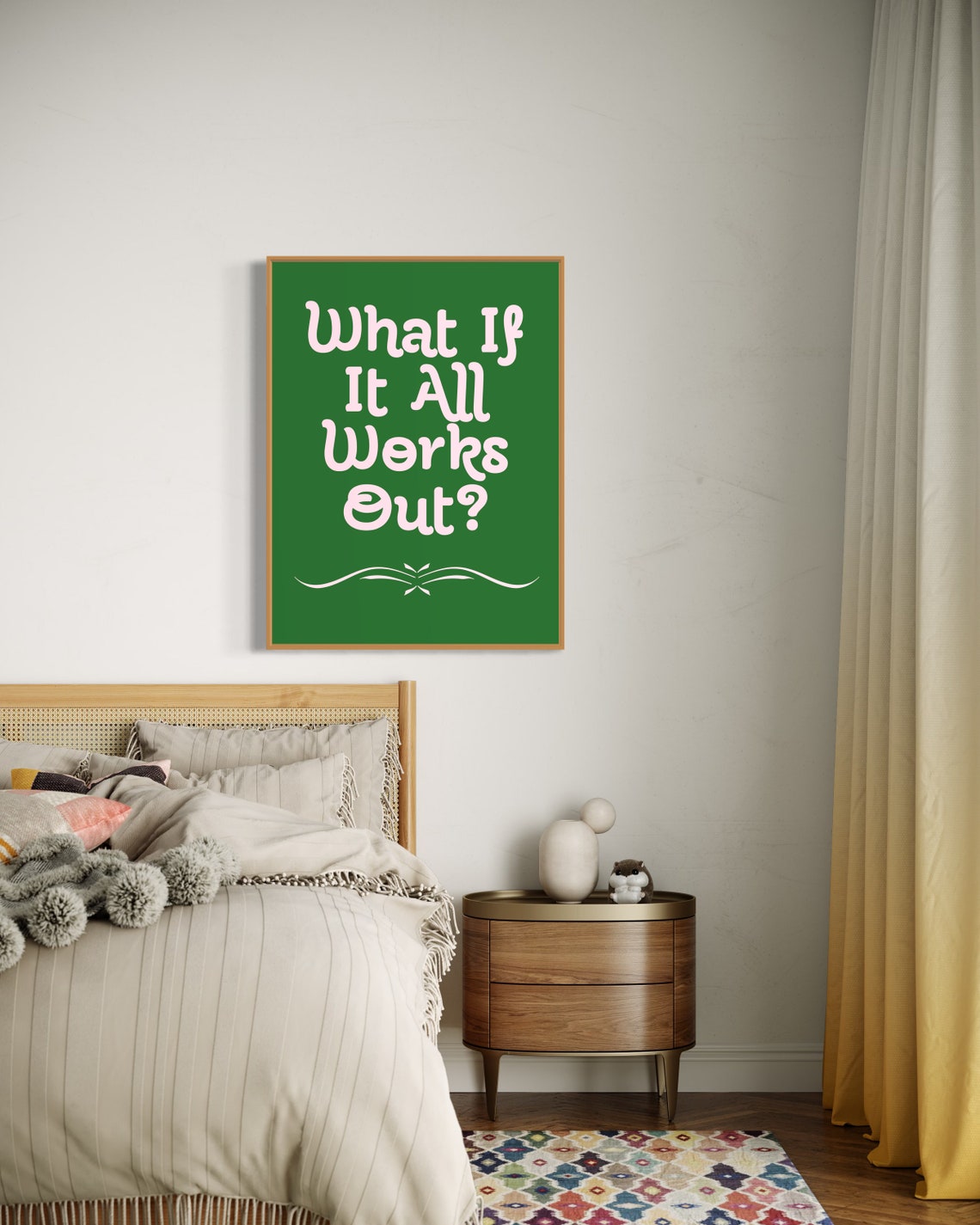 What If It All Works Out Green Optimistic Hand Lettered Quote Poster - Image 4