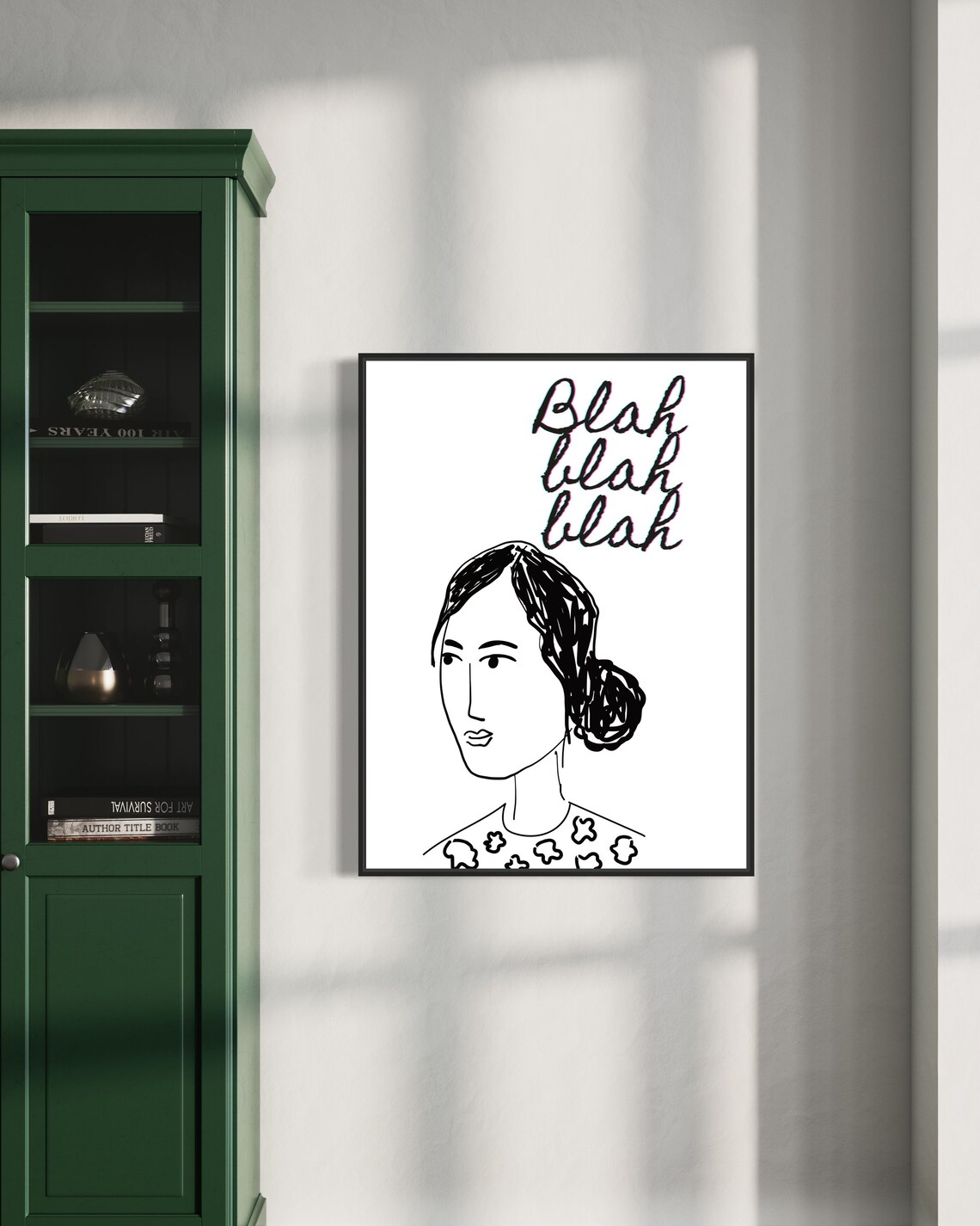 Blah Blah Blah Art Print Funny Poster Preppy Wall Decor Black And White Girly Wall Art