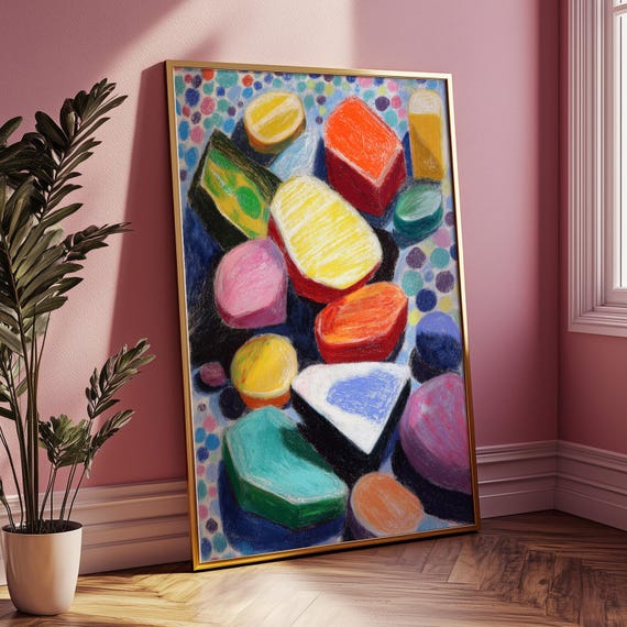 Colorful Pastel Abstract Stones Art Print Modern Wall Decor For Living Room Nursery Office Or Kids Geometric Minimalist Poster