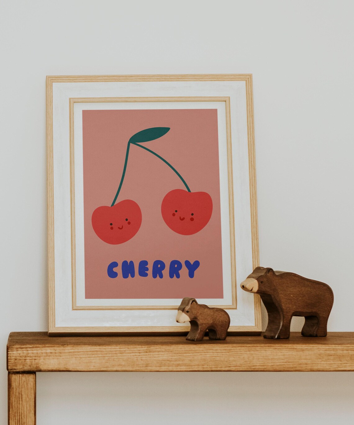 Cherry Fruit Wall Art Print Minimalist Baby Girl Room Deco - Image 2