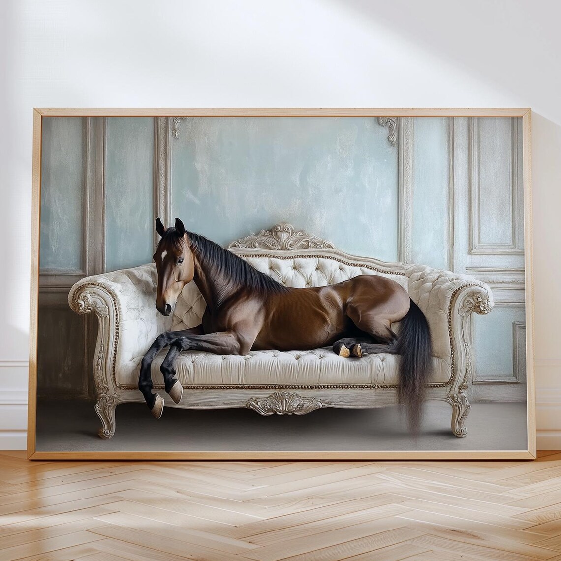 Horse On Sofa Vintage Western Equestrian Poster Print