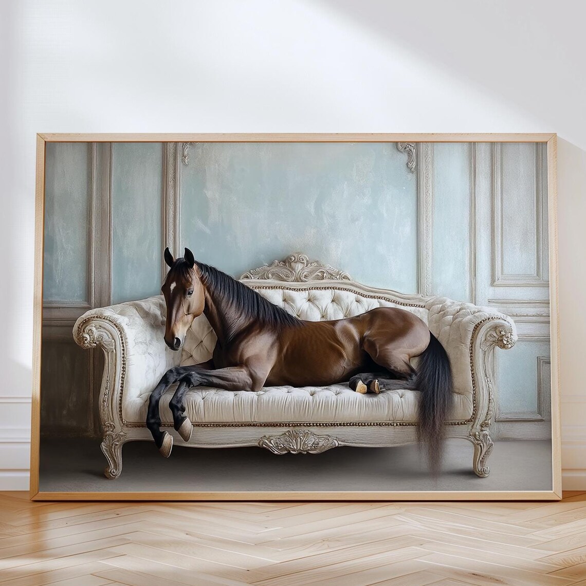 Horse On Sofa Vintage Victorian Baroque Poster Print - Image 2