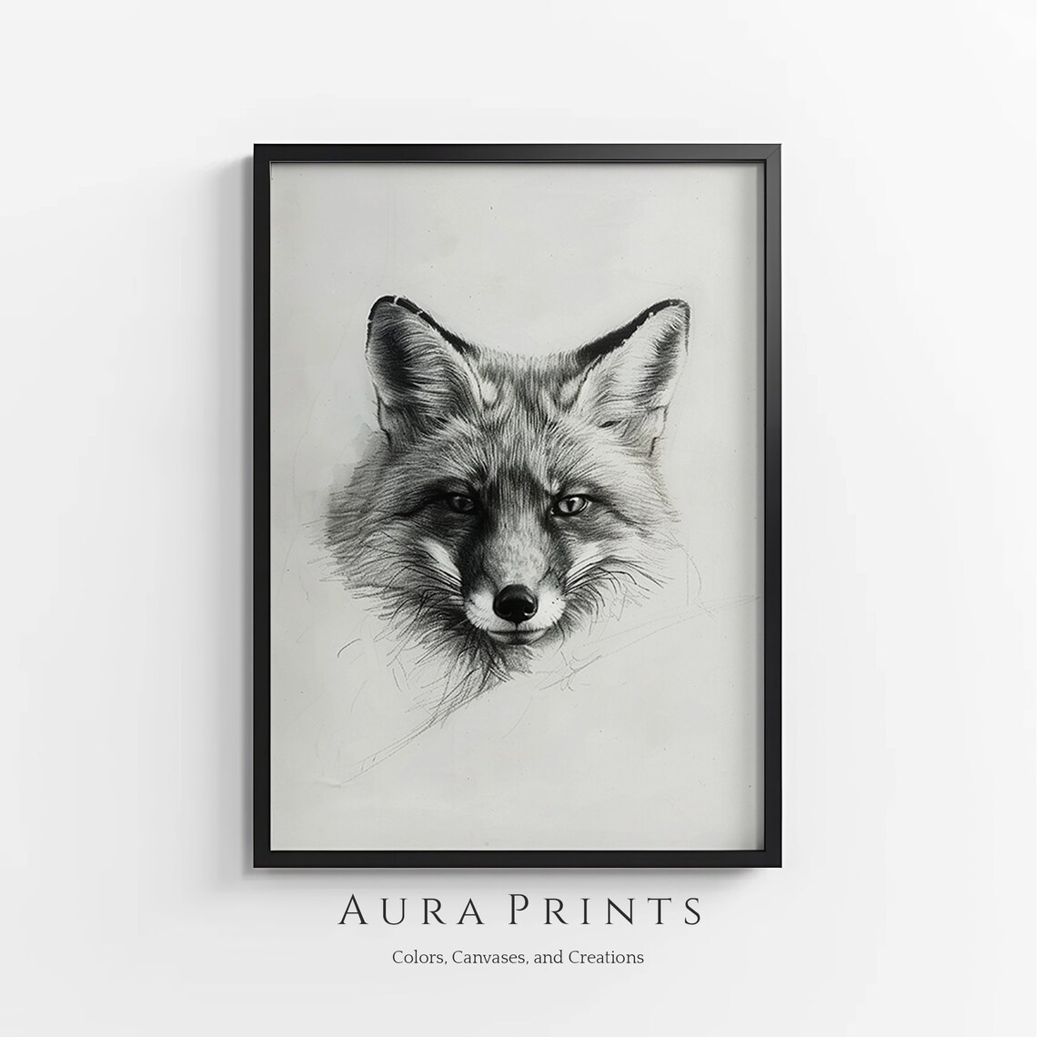 Gentle Fox Sketch Nature Drawing Vintage Wall Art Gift 0942