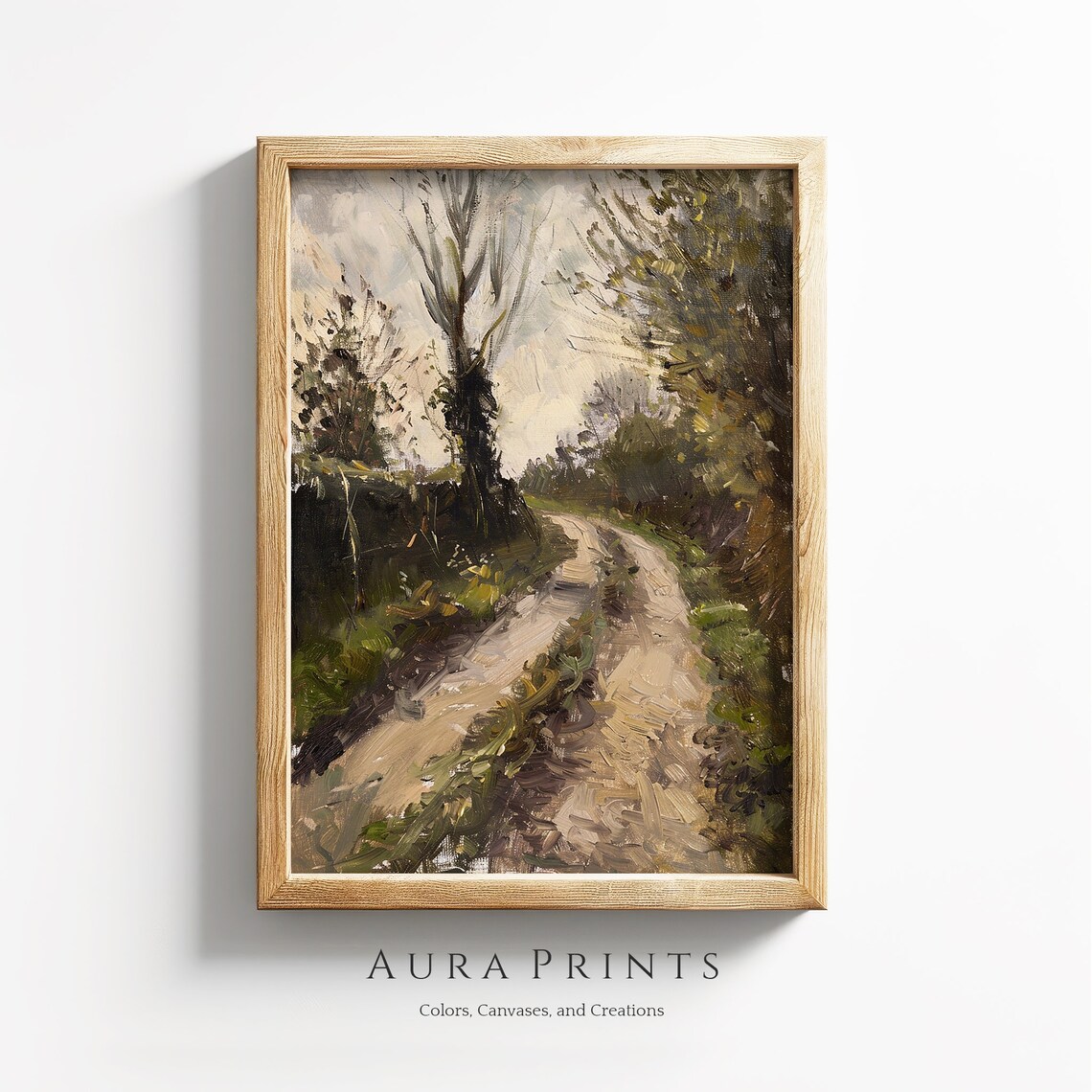 Country Path Through Trees Vintage Oil Painting Landscape Print