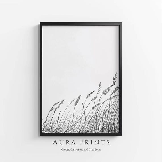 Meadow Scene Vintage Nursery Decor Farmhouse Cottage Pencil Art Neutral Antique Wall Gift 1149