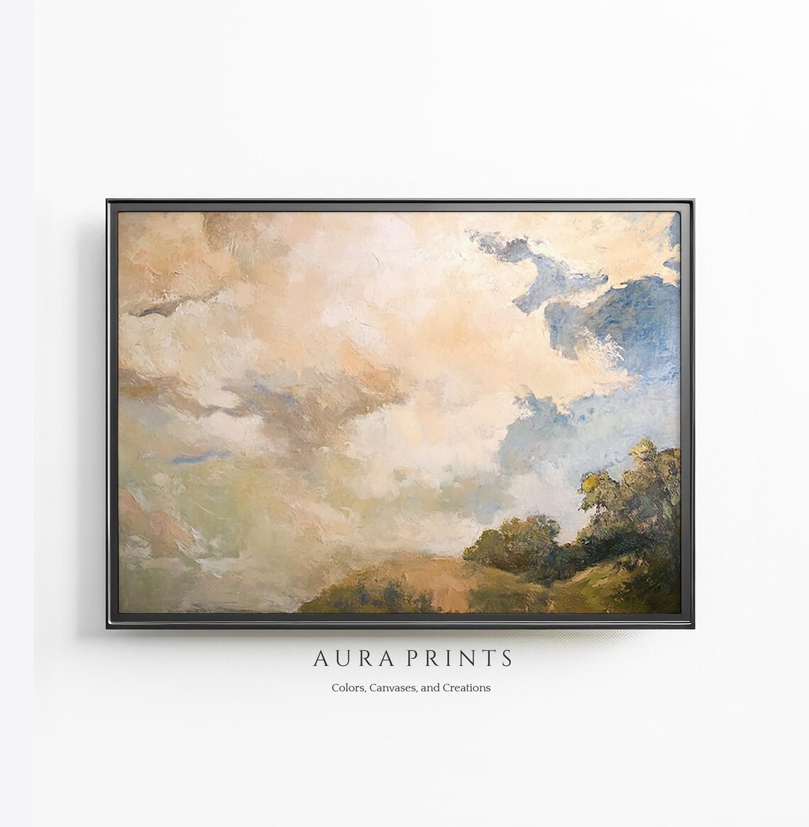 Golden Cloud Sky Abstract Countryside Vintage Oil Painting Poster