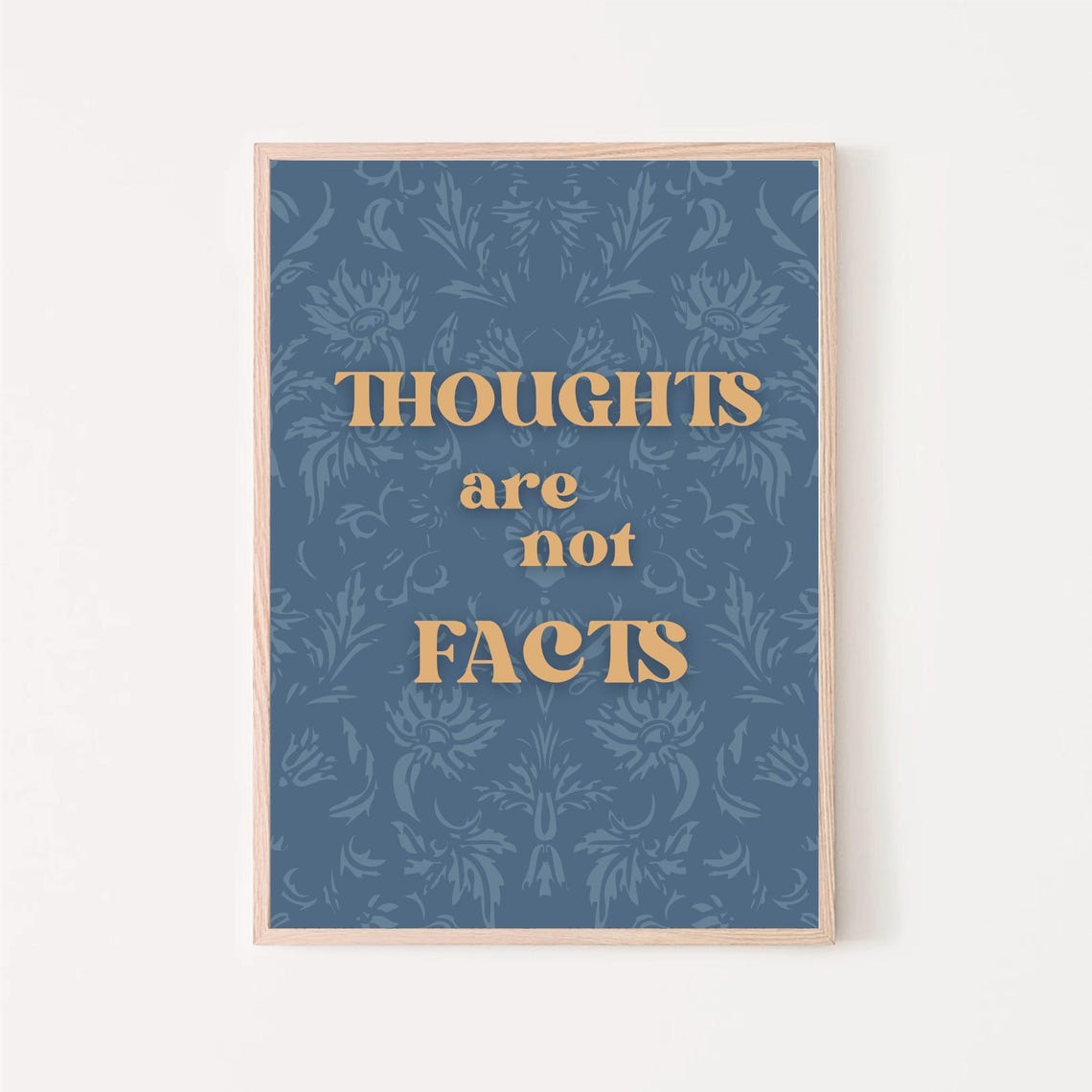 Thoughts Are Not Facts Quote Navy Botanical Mental Health Poster