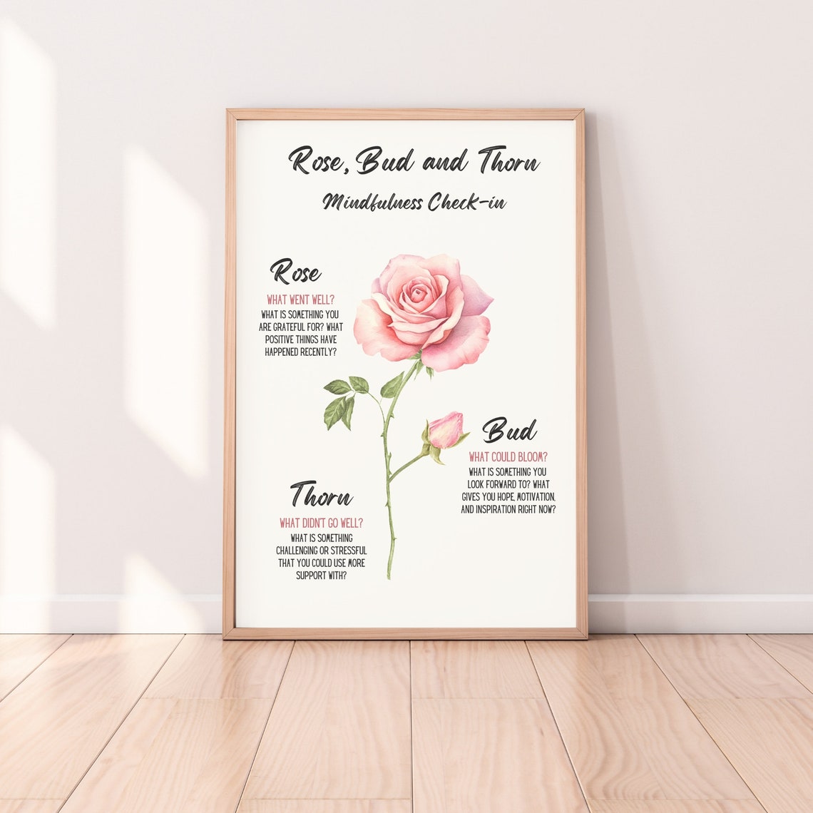 Rose Bud And Thorn Mindfulness Check In Feelings Therapy Poster - Image 6