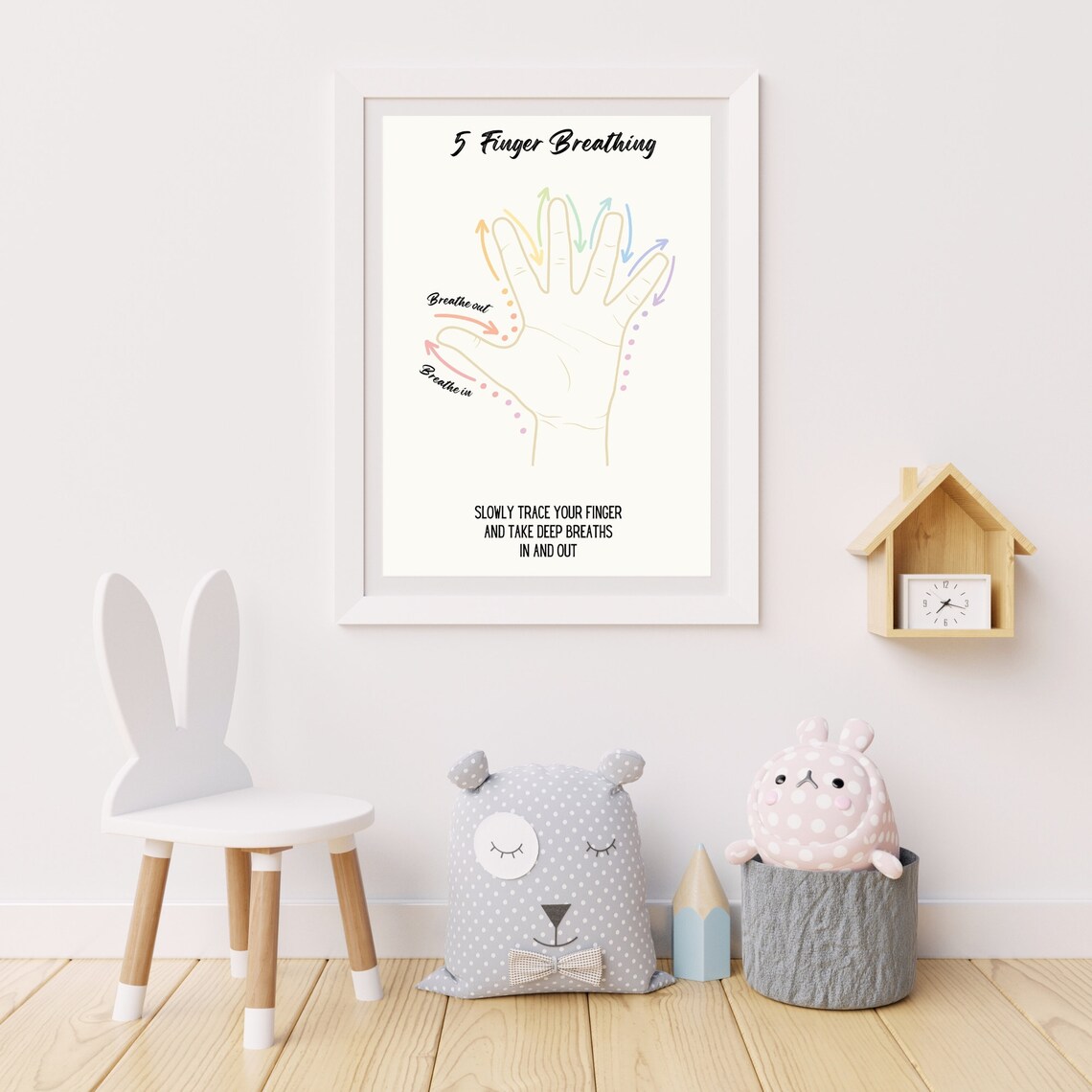5 Finger Hand Tracing Breathing Exercise, Mindfulness Art Print - Image 3