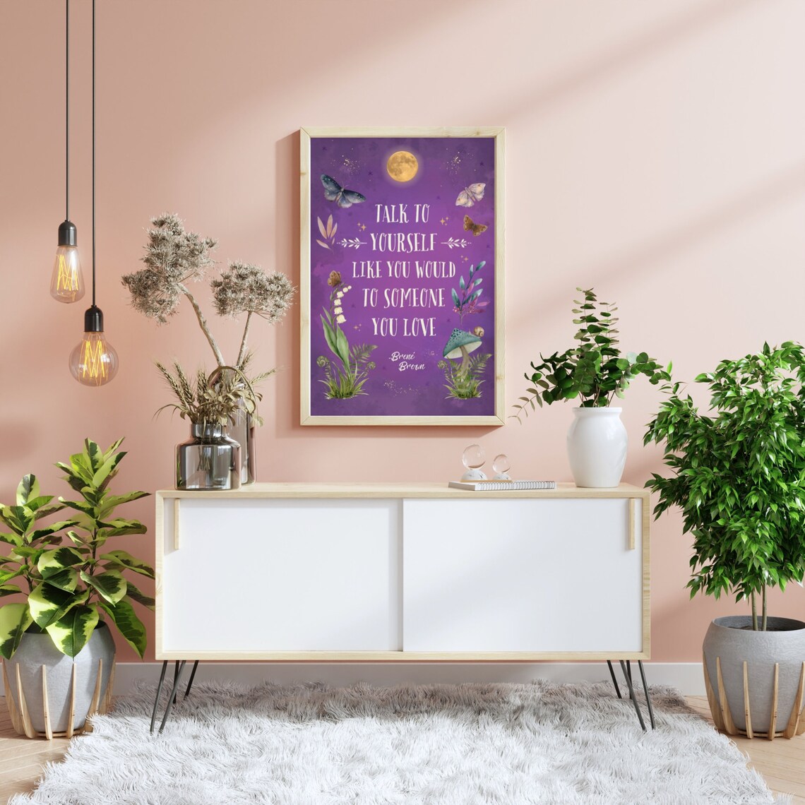 Brene Brown Talk To Yourself Like You Love Purple Moon Wall Poster - Image 3