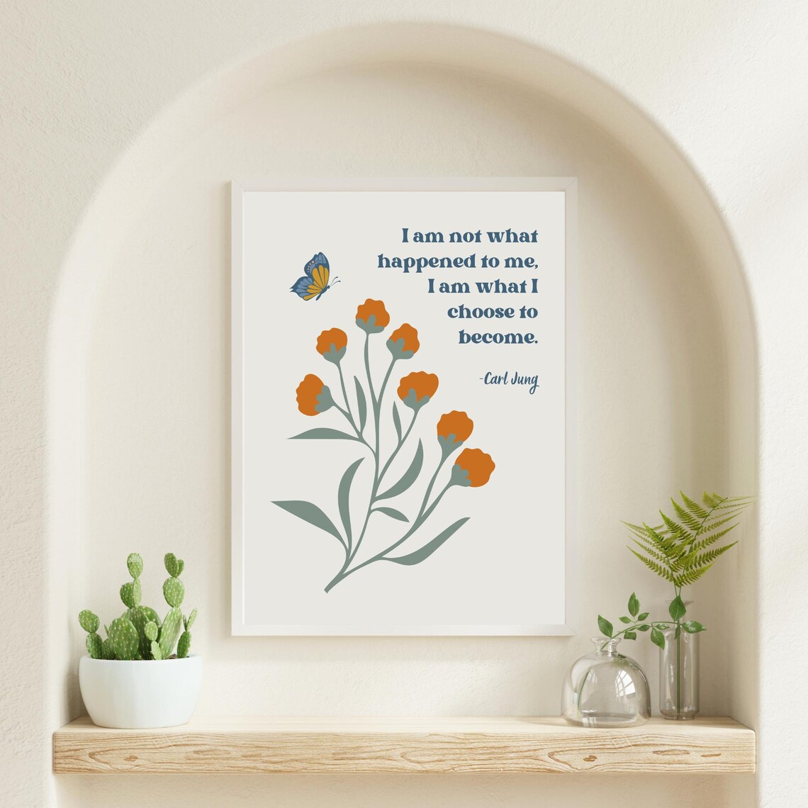 Carl Jung Choose to Become Quote Orange Botanical Butterfly Poster - Image 3