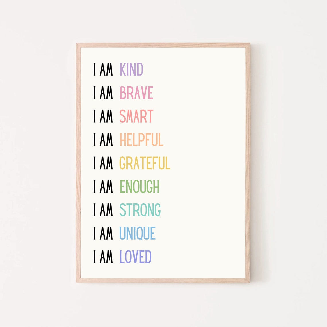 Kids I Am Affirmations Pastel Positive Self Esteem Classroom Poster